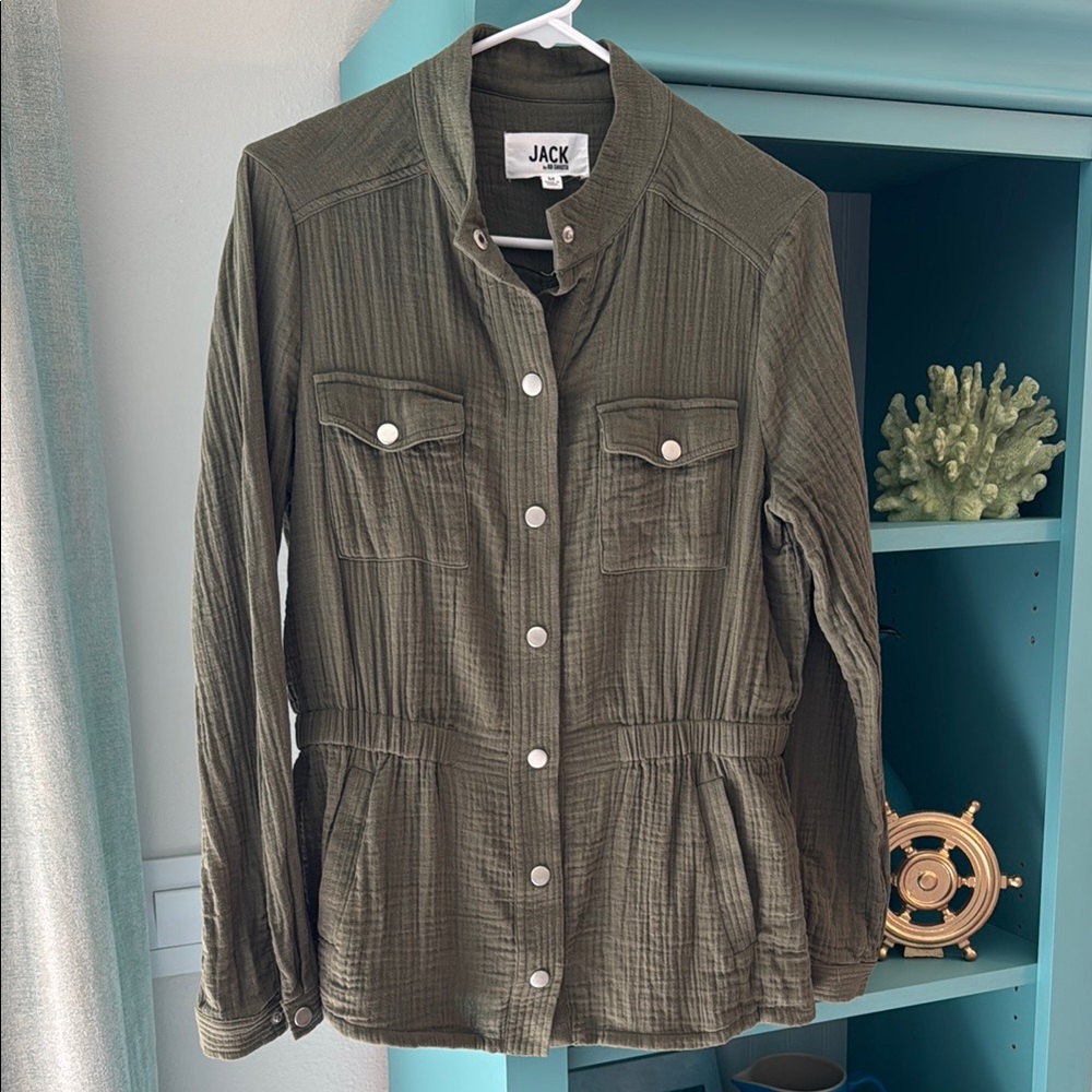 Jack by BB Dakota Green Utility Jacket with Military-Inspired Style Medium